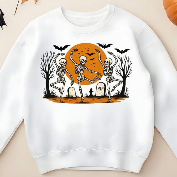 Dancing Skeleton Sweatshirt, Skeleton Halloween Shirt, Womens Halloween Shirt, Halloween Party Shirt, Cute Halloween, Fall Graphic Tee, D320