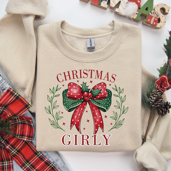 Christmas Girly Shirt, Red and Green Bow Christmas Tee, Coquette Red and Green Xmas, Coquette Christmas Shirt, Retro Christmas Shirts, D023