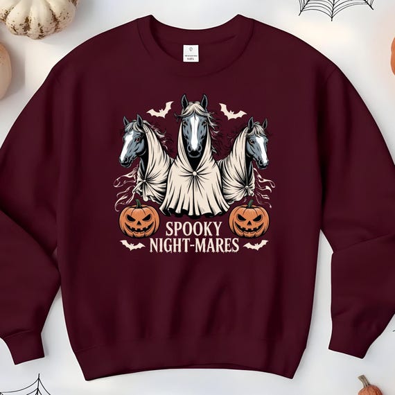 Halloween Spooky Night-Mares Horse Shirt, Cute Ghost Horse Shirt, Spooky Horse Shirt, Western Halloween, Cowgirl Horse Shirt, D354