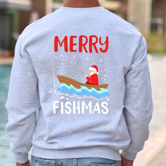 Merry Fishmas T-shirt, Reel in the Holiday Cheer, Merry Fishmas Christmas Tee, Perfect for Fishermen, Festive & Cozy, Holiday Vibes, D048