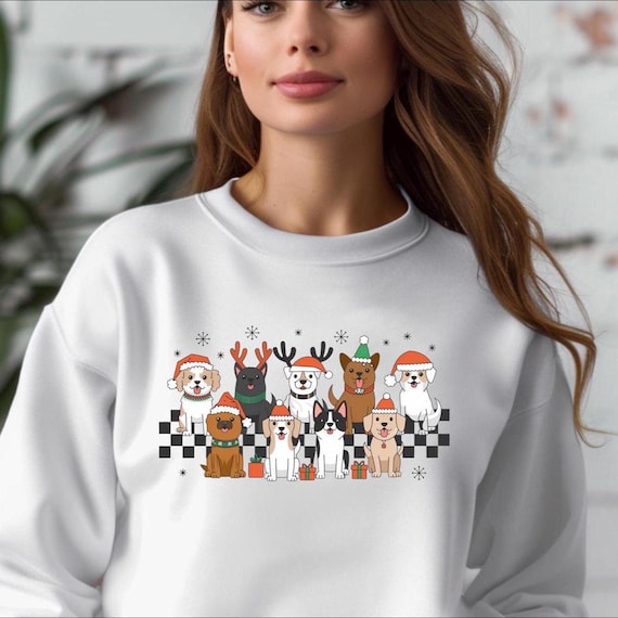 Christmas Dogs Sweatshirt, Dog Lover Sweater, Holiday Sweater, Christmas Tee, Christmas Dog Tee, Cute Gift for Dog Lover, Dog Mom Tee, D161
