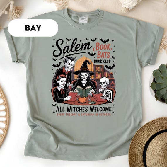 Comfort Colors®, Salem Book Club Shirt for Book Lover, Halloween Tee, Funny Salem Witches Crewneck, Spooky Season Shirt, D317