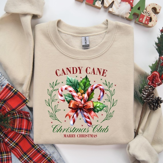 Candy Cane Christmas Club Shirt, Xmas Season Sweatshirt, Merry Christmas Shirts, Funny Christmas T-Shirt, Christmas Candy Sweatshirt, D043