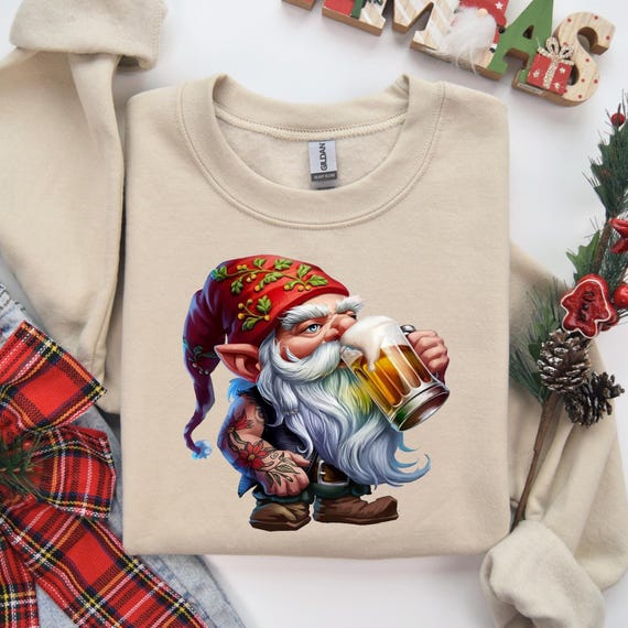 Beer Drinking Gnomies Shirt, Christmas Gnomes Shirt, Gnome Shirt, Cute Gnome Shirt, Drinking Tee, Merry Christmas Tee, Christmas Gift,D083