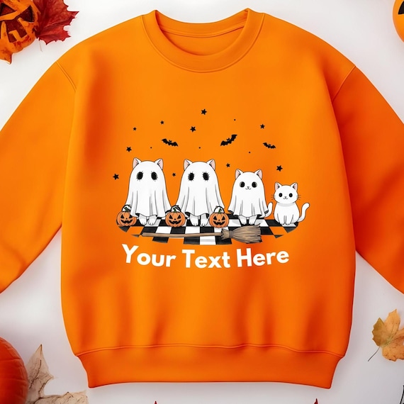 Halloween shirt, Girls Halloween shirt, pumpkin, cat, ghost trio shirt, personalized, Personalized Halloween Girls, D329