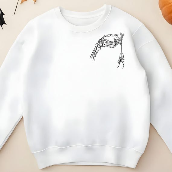 Skeleton Hand T-Shirt, Skeleton Shirt, Horror Gift, Skeleton Hand Tee, Skeleton Hand with Spider Halloween, Halloween Shirt, Graphic, D332