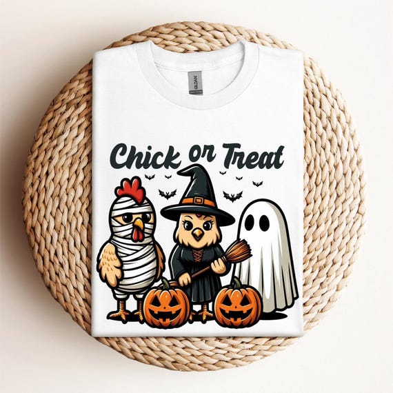 Halloween Chicken Sweatshirt, Funny Halloween Chicken or Treat Sweatshirt, Halloween Trick-or-Treat Shirt, Halloween Custom Sweatshirt, D372
