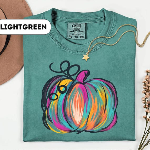 Comfort Colors, Watercolor Pumpkin T-shirt, Colorful Pumpkin Shirt, Watercolor Pumpkins, Halloween Shirt, Autumn Shirt, Cute Fall Shirt,D456