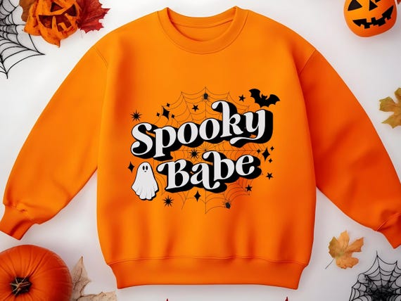 Retro Halloween Sweatshirt, Womens Halloween Sweatshirt, Spooky Babe, Spooky Ghost, Ghost Sweatshirt, Spooky Vibes, Halloween Lover, D260