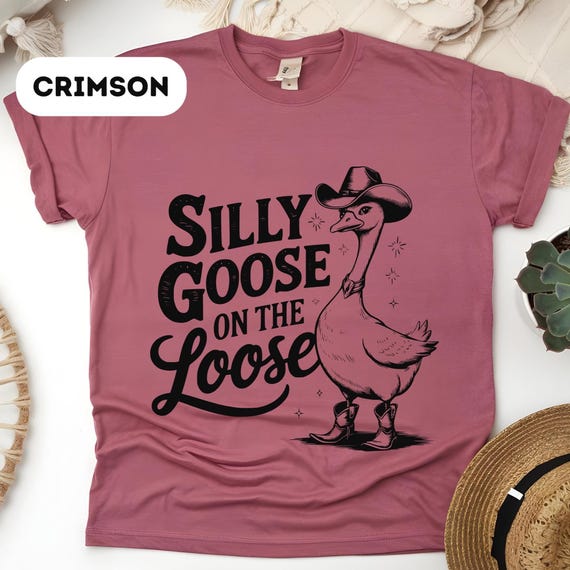 Comfort Colors®, Retro Comfort Silly Goose Shirt, Silly Goose On The Loose, Funny Cowgirl Shirt, Funny Western Tee, 90s Aesthetic Shirt D264
