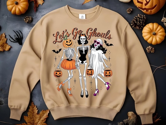 Let's Go Ghouls Shirt, Halloween Crewneck Sweatshirt, Lets Go Ghouls Sweatshirt, Funny Halloween Gift, Spooky Season Tee, Halloween Tee,D262