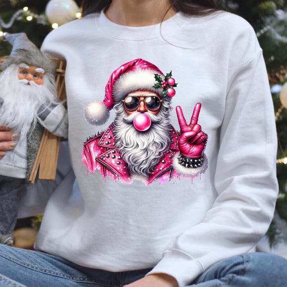 Santa Tee, Blowing Bubble Christmas Shirts, Santa Christmas Tee, Funny Xmas Shirt, Santa Sunglasses, Retro Santa Tee, Santa Bubble Gum,D032