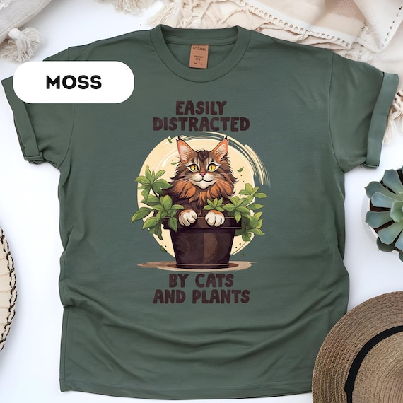 Comfort Colors®, Cats and Plants Tee, Plant Lady, Plant Lover, Gardener Tee, Shirts For Cat Lover, Succulent Plants Shirt, Plant Lover, D282