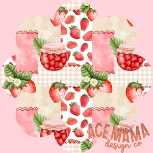 Erdbeer Patchwork Collage Nahtlose Datei