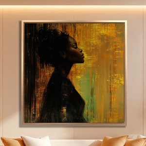 African Woman Framed Canvas Print Black Girl Silhouette Luxury Canvas Art Abstract Female Body Painting Print Stylish Decor Ready to Hang