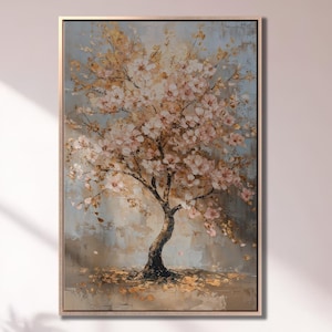 Spring Blossom Tree Framed Canvas Print Pink Flowers Luxury Canvas Art Nature Inspired Painting Print Minimalist Floral Decor Ready to Hang