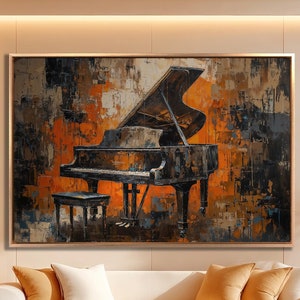 Grand Piano Framed Canvas Print Expressionism Luxury Canvas Art Music Painting Print Art For Musicians Decor Pianist Gift Ready to Hang
