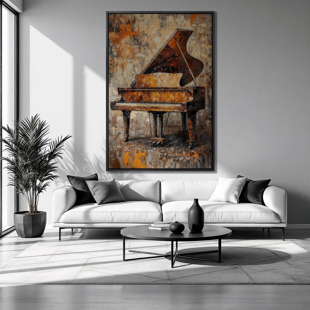 Grand Piano Framed Canvas Print Vintage Luxury Canvas Art Musical ...
