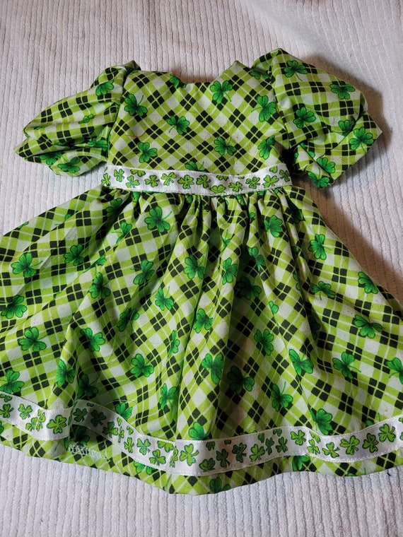 18" Lime Plaid Clover Dress
