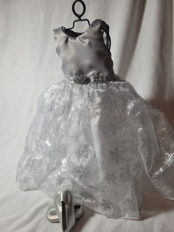 silver snowflake dress White Snowflake Xmas Birthday Baby Dress, Winter Flower Girl Princess, Pageant Party Toddler Prom Gown, Special Occasion, Holiday Photoshoot