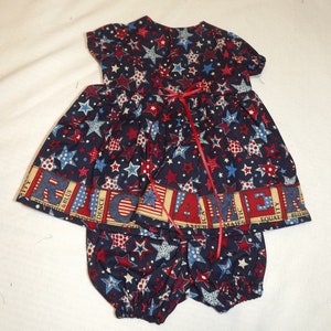 15&quot; Blue with Stars 4th of July Dress/Panties