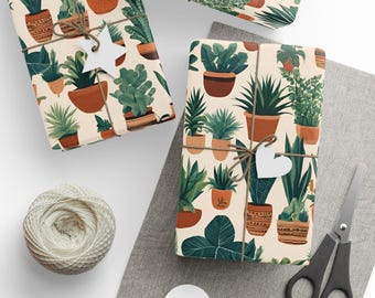 Plant Lover Wrapping Papers, Botanical Gift Wrap, Nature Gift Wrap, Eco-Friendly Gift Wrap, Plant Themed Wrapping Paper for Holidays