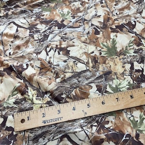 Camouflage Fabric, Realistic Tree Bark And Leaf Print - Outdoor Craft Material