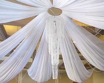 6 Panels 6.5yard White Ceiling Drapes For Weddings Wedding Arch Draping Fabric Chiffon Curtain For Party Ceremony Stage Wedding Decoration