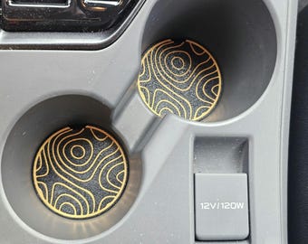Subaru CROSSTREK Cupholder Spacer (24-26): Topo Pattern, Custom Color (Pair) 2 pieces
