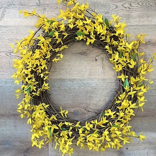 Forsythia Wreath, Forsythia, Spring Fowered Wreath, Yellow Wreath, Grape Vine Wreath, Natural Wreath, Spring Wreath