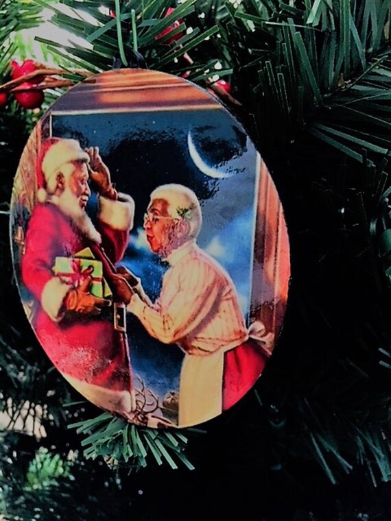 Black Santa Claus Ornament Black Santa Santa Ornament Black Etsy