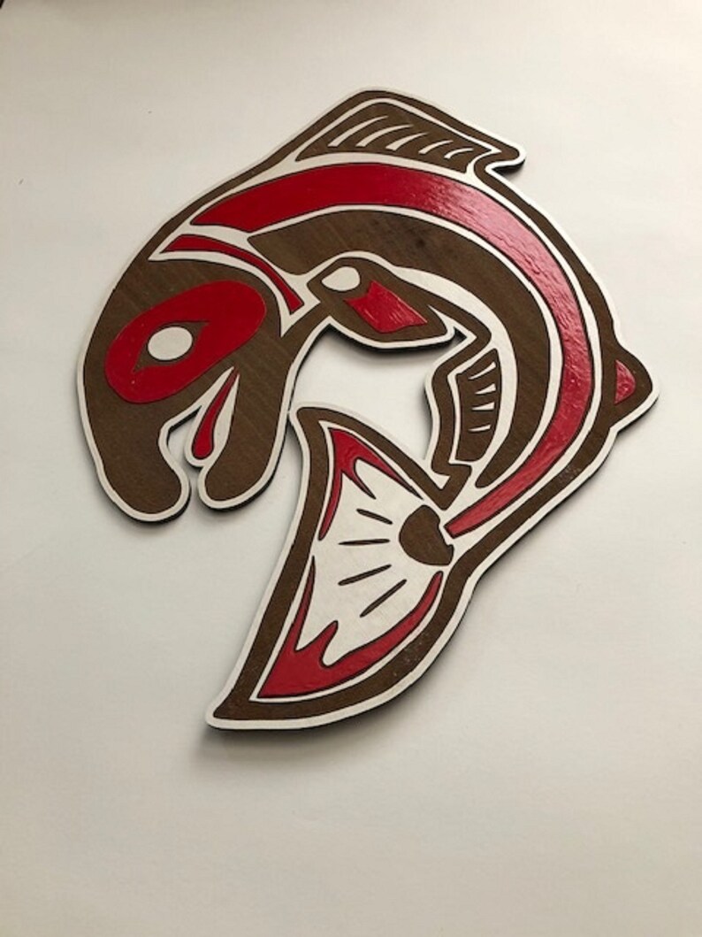 Salmon Wall Art Salmon Art Fish Art Tribal Fish Art Custom Etsy