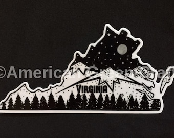 Virginia, State Of Virginia, Virginia Sticker, Virginia Bumper Sticker, Virginia Gifts, Monticello, Blue Ridge Mountains, Richmond Virginia