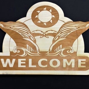 Whale Sign, Custom Whale Welcome Sign, Whale Welcome Sign, Whale Art, Sign, Beach Sign, Coastal Sign, Whale Sign, Humpback Whale