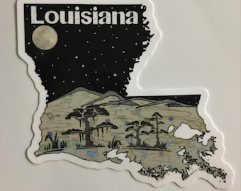 Louisiana, Louisiana Sticker , State Of Louisiana, Louisiana Gift, New Orleans Sticker, Louisiana Art,Louisiana Bumper Sticker,Bayou Sticker