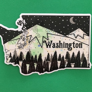 Washington Sticker, Washington Bumper Sticker, Pacific Northwest Sticker, Spokane Sticker, Seattle Sticker, Washington, Washington Art