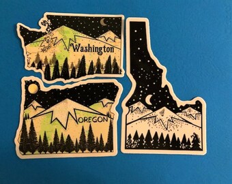 Pacific Northwest Sticker, Pacific Northwest, Washington Sticker, Oregon Sticker, Idaho Sticker, PNW Sticker, Pacific Northwest Art, PNW Art