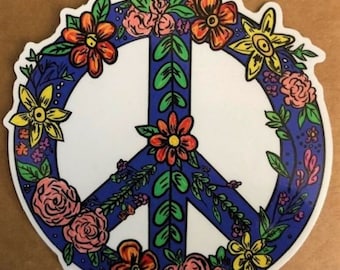 Flower Peace Sign Sticker, Flower Sticker, Peace Sign Flower, Peace Sticker, Peace Flower Sticker, Hippy Sticker, Flower Sticker, Flower Art