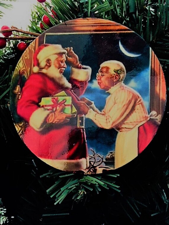 Black Santa Claus Ornament Black Santa Santa Ornament Black Etsy