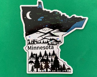 Minnesota Sticker, Minnesota Bumper Sticker, Minnesota, State Of Minnesota Art, Minnesota Art, Minnesota Gifts, Minnesota Custom Sticker