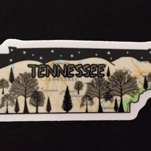 Tennessee, State of Tennessee, Tennessee Bumper Sticker,  Tennessee Sticker, Tennessee Collectibles, Tennessee Gifts, Tennessee Map