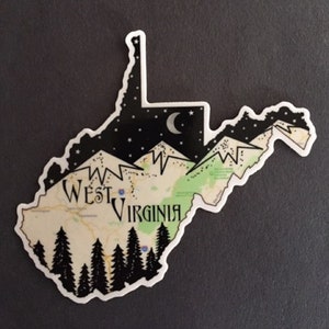 West Virginia Sticker, State Of West Virginia, West Virginia Bumper Sticker, West Virginia Gifts, Appalachian Mountains, Charleston Sticker