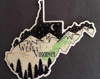 West Virginia Sticker, State Of West Virginia, West Virginia Bumper Sticker, West Virginia Gifts, Appalachian Mountains, Charleston Sticker