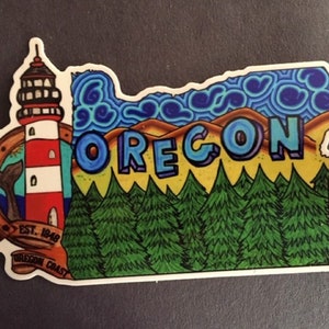 Oregon Coast Sticker, Oregon Coast, Oregon Lighthouses, Pacific Northwest Art, State Of Oregon, Oregon Coast Art, Oregon Art, Oregon, Whales