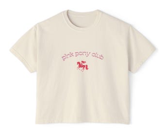 Pink Pony Club Tee, Women's Boxy T-shirt with Pony Chappell Roan inspired design