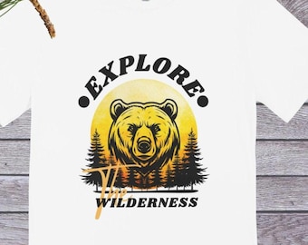 Explore the Wilderness Tee, Adventure T-Shirt, Nature Lover Shirt, Outdoor Hiking Top, Camping Clothing