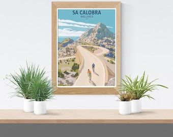 Cycling Poster, Sa Calobra Climb Mallorca Wall Art Print, Bike Poster, Cycling Art, Bicycle Art, Cycling Decor, Cycling Gift, Cycling Wall