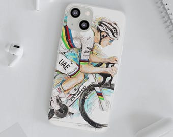 Tadej Pogacar 2025. Miglior ciclista, Custodie flessibili, Cover per telefono, Campione sloveno del Tour de France, Arte ciclistica
