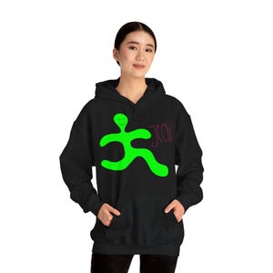 Funky Move That Thang Hoodie, Alive & Trippy Design - Backwards Body Cartoon Groovy Green, Unisex Sweatshirt, YEOW, Fun Moving Hoodie.