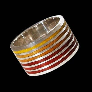 Inlay Ring, Sterling Silver Inlay Ring, Mosaic Autumn Colors Ring, Crushed Stone Ring, Silveralexa